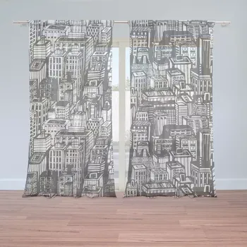 Záclona Sablio Záclony Kreslené mrakodrapy: 2ks 150x250cm