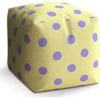 Taburet Sablio Taburet Cube Fialové tečky : 40x40x40 cm