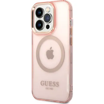 Telefonní příslušenství Guess Translucent MagSafe Zadní Kryt pro iPhone 14 Pro Max Pink