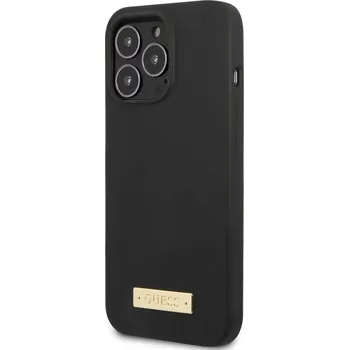 Pouzdro na mobilní telefon Guess Silicone Metal Logo MagSafe Zadní Kryt pro iPhone 13 Pro Black
