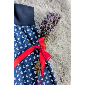 Dámská sukně Sukénka půlkolová Květinka - modrá Velikost: S, Barva lemu: Tmavě modrá