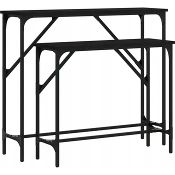 Konferenční stolek Sada konzolových stolků s kovovým rámem, černé, 95x26x80 cm a 75x26x63 cm