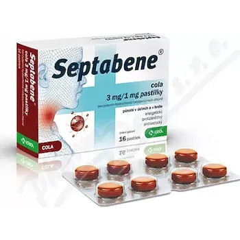 Lék na bolest v krku Septabene cola 3mg/1mg pas.16