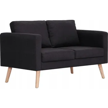 Pohovka Dvoumístná pohovka s dřevěným rámem a látkovým potahem, černá, 116x70x73 cm