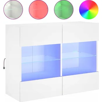 Televizní stolek Závěsná skříňka pod TV s LED RGB osvětlením, bílá, 78,5x30x60,5 cm