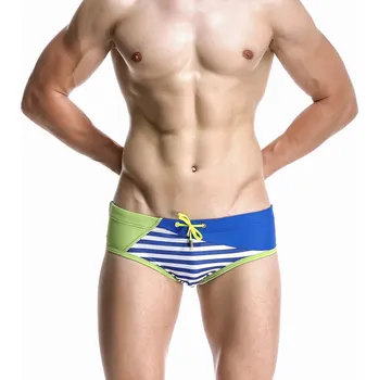 Dámské plavky PÁNSKÉ PLAVKY SLIPOVÉ ZELENO-MODRÉ S PRUHY VELIKOST L