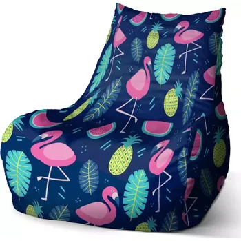 Sedací pytel Sablio Sedací vak Bean Růžoví plameňáci - 100 x 90 x 45 cm