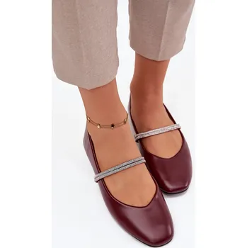 Dámské lodičky Boto Dámské baleríny s lesklými pásky Ilirene Barva: Červená, Velikost: 39