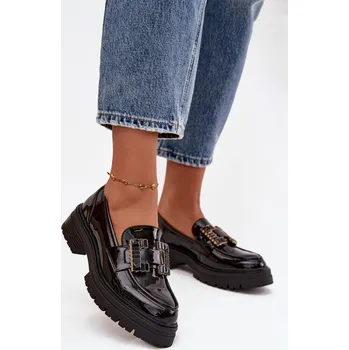 Dámské mokasíny Boto Dámské lakované mokasiny s ozdobou Ysandra Barva: Černá, Velikost: 37