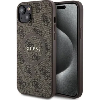 Pouzdro na mobilní telefon Guess PU Leather 4G Colored Ring MagSafe Zadní Kryt pro iPhone 15 Plus Brown
