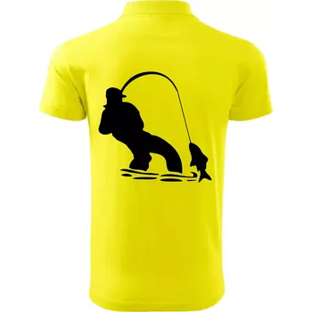 Pánská košile Rybář tahající rybu - Polokošile pánská Pique Polo 203 - XL ( Citrónová )