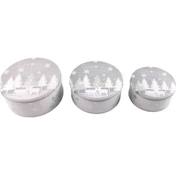 Dóza na potraviny Dóza plech. 3ks-13,5/16,5/19,5cm, WINTER, vánoční