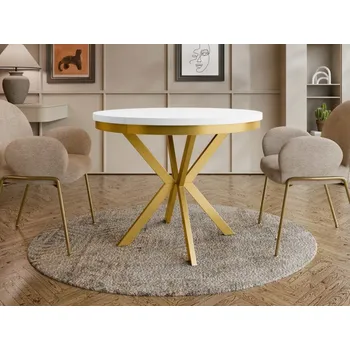 Rozkladací stůl Azglo Gold 120, Barva: zlatá / arktická bílá MIRJAN 5903211458903