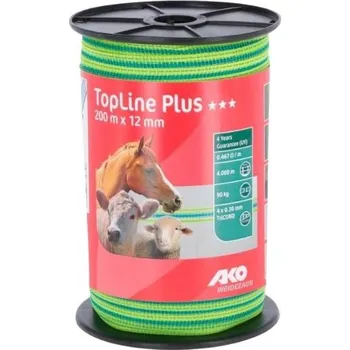 Pro koně Ohradníková páska AKO TopLine Plus neon žlutá/modrá 12mm/200m