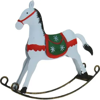 Houpací kůň Houpací koník kovový bílý 20,5 cm (Soška houpacího koně)