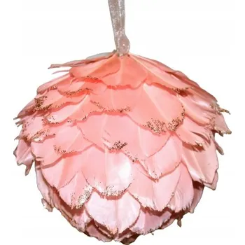 Obraz Závěsná dekorace květina s peřím růžová velká 13x13/23 cm