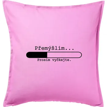 Polštář Přemýšlím - Polštář 50x50 - 50x50 - Pouze potah ( Růžová )