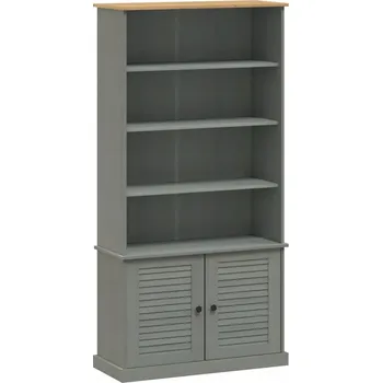 Knihovna Knihovna VIGO z masivního borovicového dřeva, šedá, 85x35x170 cm