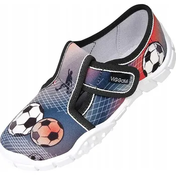 Chlapecké bačkory Chlapecké papuče s potiskem zapínáním na suchý zip a potiskem míčků, bílé a modré, Viggami, velikost 35