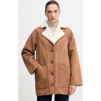 Dámský kabát Kabát Pepe Jeans hnědá barva, PL4024362 82X, vel. M