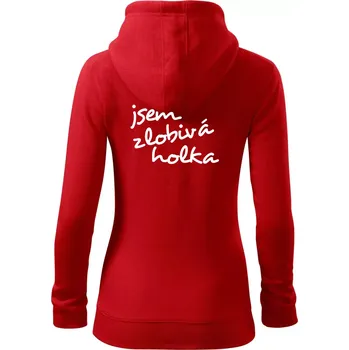 Dámská mikina Jsem zlobivá holka - Dámská mikina trendy zipper s kapucí - L ( Červená )