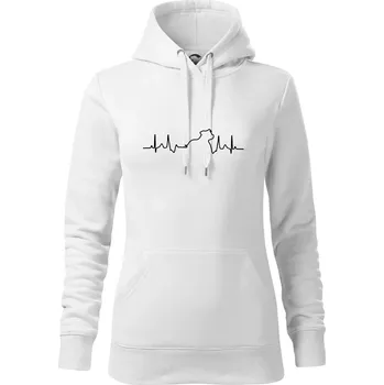 Dámská mikina Stafordšírsky bulteriér EKG - Mikina dámská Cape s kapucí - XL ( Bílá )