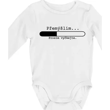 Přemýšlím - Body kojenecké s dlouhým rukávem - Dlouhý r. do 3 měs ( Bílá )