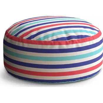 Taburet Sablio Taburet Circle Barevné veselé pruhy: 38x48 cm
