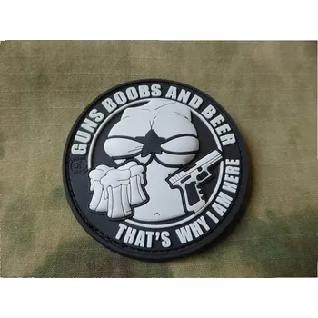Nášivka GUNS BOOBS AND BEER velcro plast ČERNÁ (Nášivka GUNS BOOBS AND BEER velcro plast ČERNÁ)