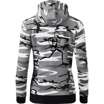 Dámská mikina Běžec - Dámská mikina trendy zipper s kapucí - XS ( Šedý maskáč )