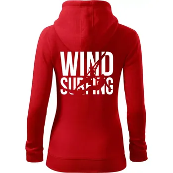 Dámská mikina Windsurfing nápis - Dámská mikina trendy zipper s kapucí - L ( Červená )