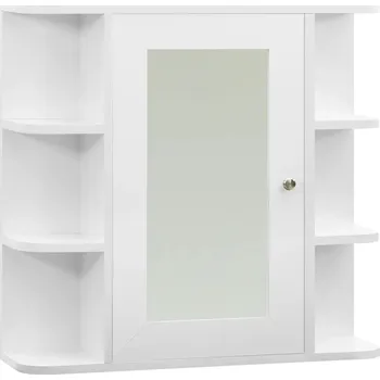 Koupelnový nábytek Koupelnová skříňka se zrcadlem, bílo-stříbrná, 66x17x63 cm