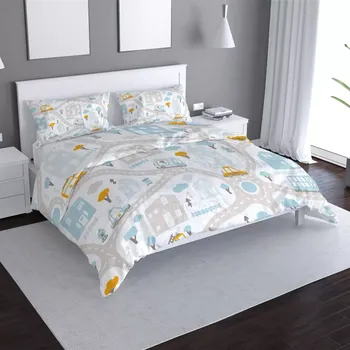 Povlečení Sablio Povlečení Cestičky s dopravou - 140x220 / 90x70