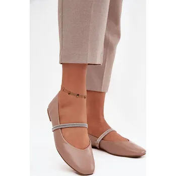 Dámské lodičky Boto Dámské baleríny s lesklými pásky Ilirene Barva: Béžová, Velikost: 37