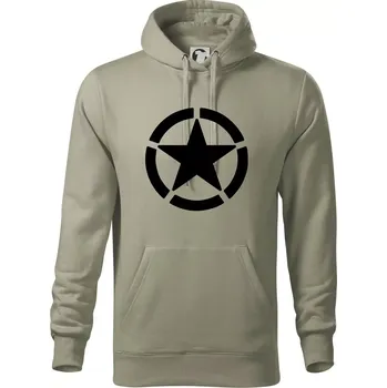 Pánská mikina Army hvězda - Mikina pánská Cape s kapucí - M ( Light khaki )