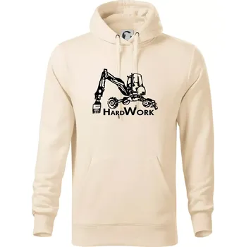 Pánská mikina Hard Work kráčivý bagr - Mikina pánská Cape s kapucí - 5XL ( Mandlová )