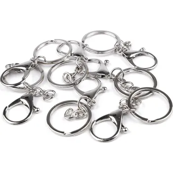 Karabina s kroužkem a řetízkem na klíče, střední, nikl