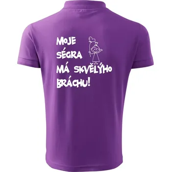 Pánská košile Moje ségra má skvělýho bráchu - Polokošile pánská Pique Polo 203 - 3XL ( Fialová )