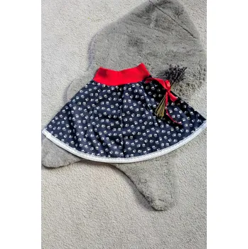 Dívčí sukně Dětská sukénka půlkolová Lísteček - tmavě modrá Sukénka - velikost: 110/116