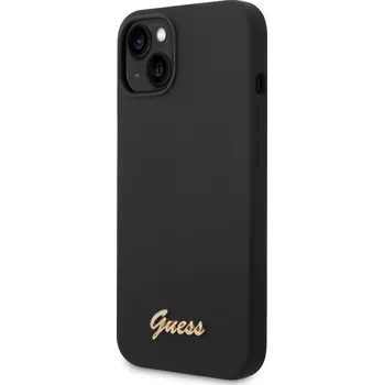 Pouzdro na mobilní telefon Guess Liquid Silicone Metal Logo Zadní Kryt pro iPhone 14 Plus Black