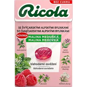 Čokoláda RICOLA Malina meduňka bez cukru 40g