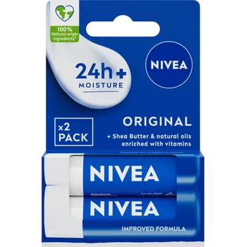 Rtěnka Nivea duopack: pečující ochranná rtěnka, 2x4,8 g