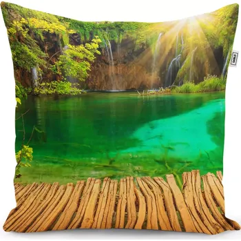 Polštář Sablio Polštář Jezírko s vodopádem - 50x50 cm
