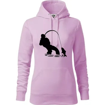 Dámská mikina Rybář tahající rybu - Mikina dámská Cape s kapucí - S ( Orchid )