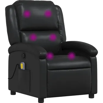 Křeslo Rozkládací masážní křeslo s vibrační funkcí, černé, 71x86,5x99,5 cm