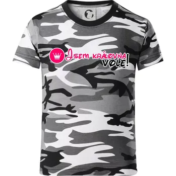 Chlapecké tričko Jsem královna vole! - Dětské maskáčové triko - 134 cm/8 let ( Šedý maskáč )