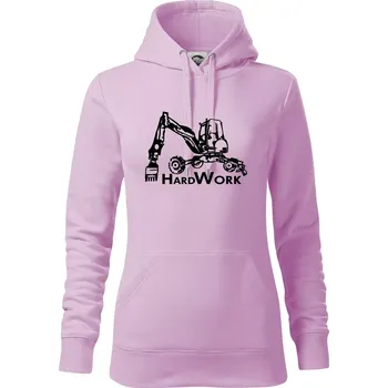 Dámská mikina Hard Work kráčivý bagr - Mikina dámská Cape s kapucí - S ( Orchid )