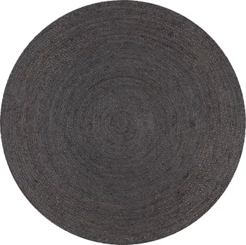 Koberec Ručně pletený jutový kobereček, tmavě šedý, Ø 90 cm