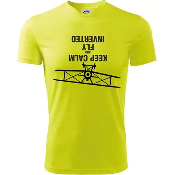 Keep Calm and Fly Inverted - Dětské triko sportovní (dresovina) - 158 cm/12 let ( Neonově žlutá )