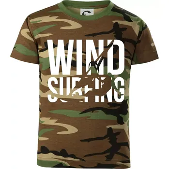 Chlapecké tričko Windsurfing nápis - Dětské maskáčové triko - 122 cm/6 let ( Hnědý maskáč )